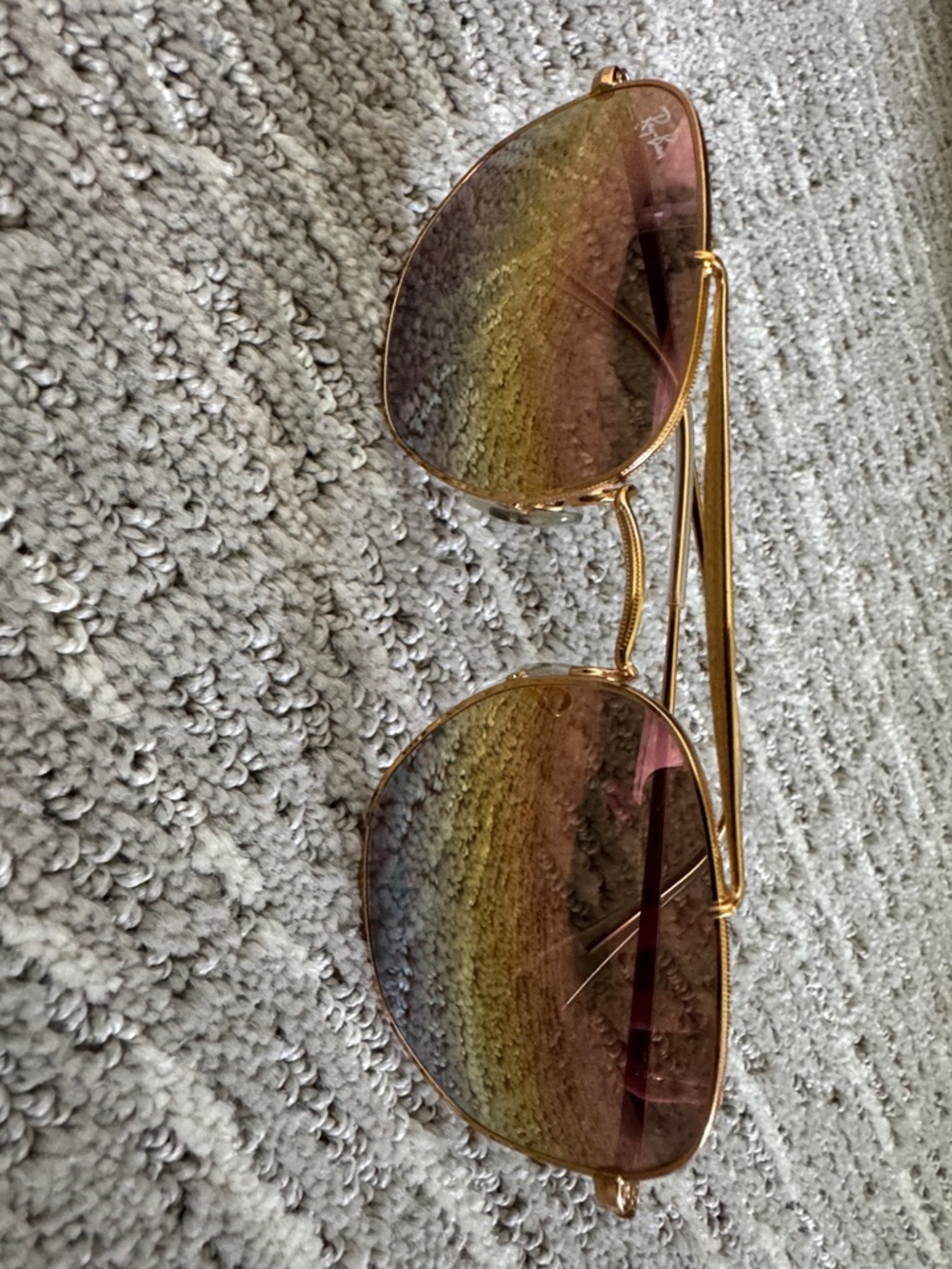 Ray-Ban Gold Frame Sunglasses with Gradient Rainbow Lenses
